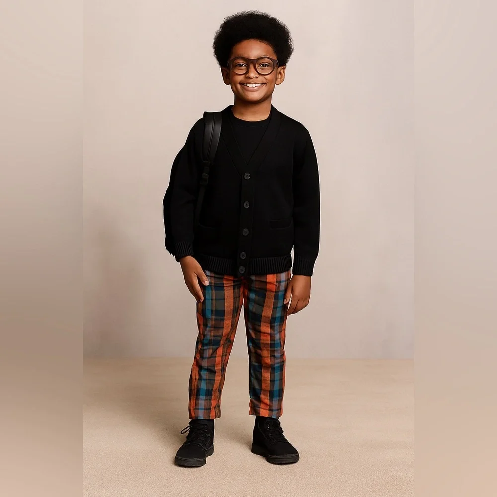 T.Q. Knits Black V-Neck Boys Cardigan - Size YXL